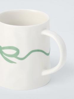 John Lewis Flora Bow Fine China Mug, 440ml, Green - view 2, Green