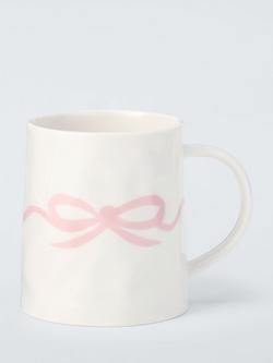 John Lewis Flora Bow Fine China Mug, 440ml, Pink, Pink