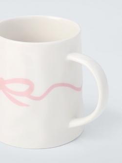 John Lewis Flora Bow Fine China Mug, 440ml, Pink - view 2, Pink