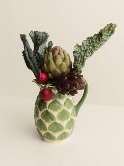 John Lewis X Deliciously Ella Artichoke Hand Painted Stoneware Jug, 1.4L, Green - view 2, 