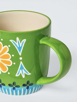 John Lewis Cheerful Yellow Flower Stoneware Mug, 380ml, Green - view 2, 