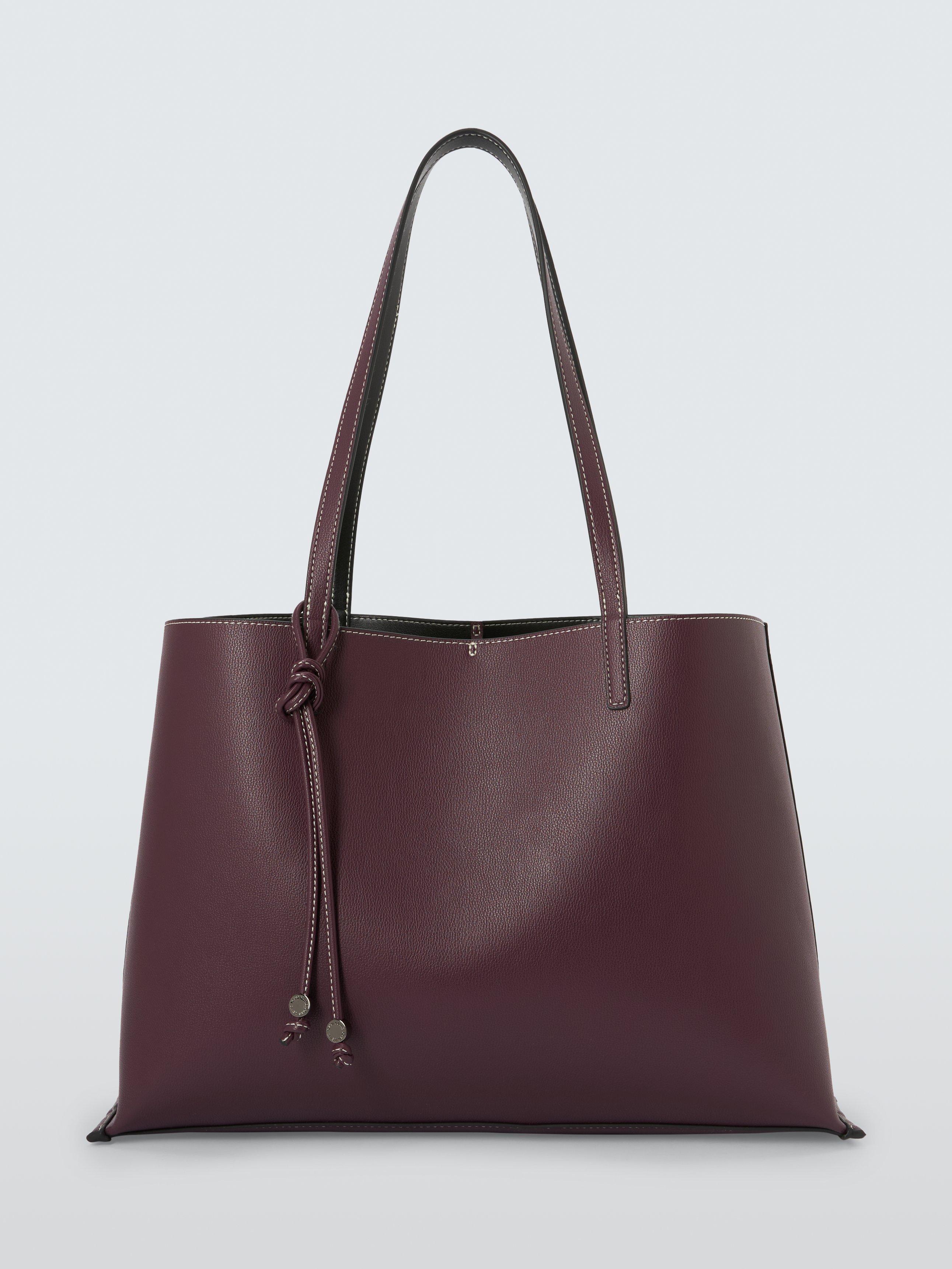 John Lewis East/West Contrast Tote Bag, Burgundy Black