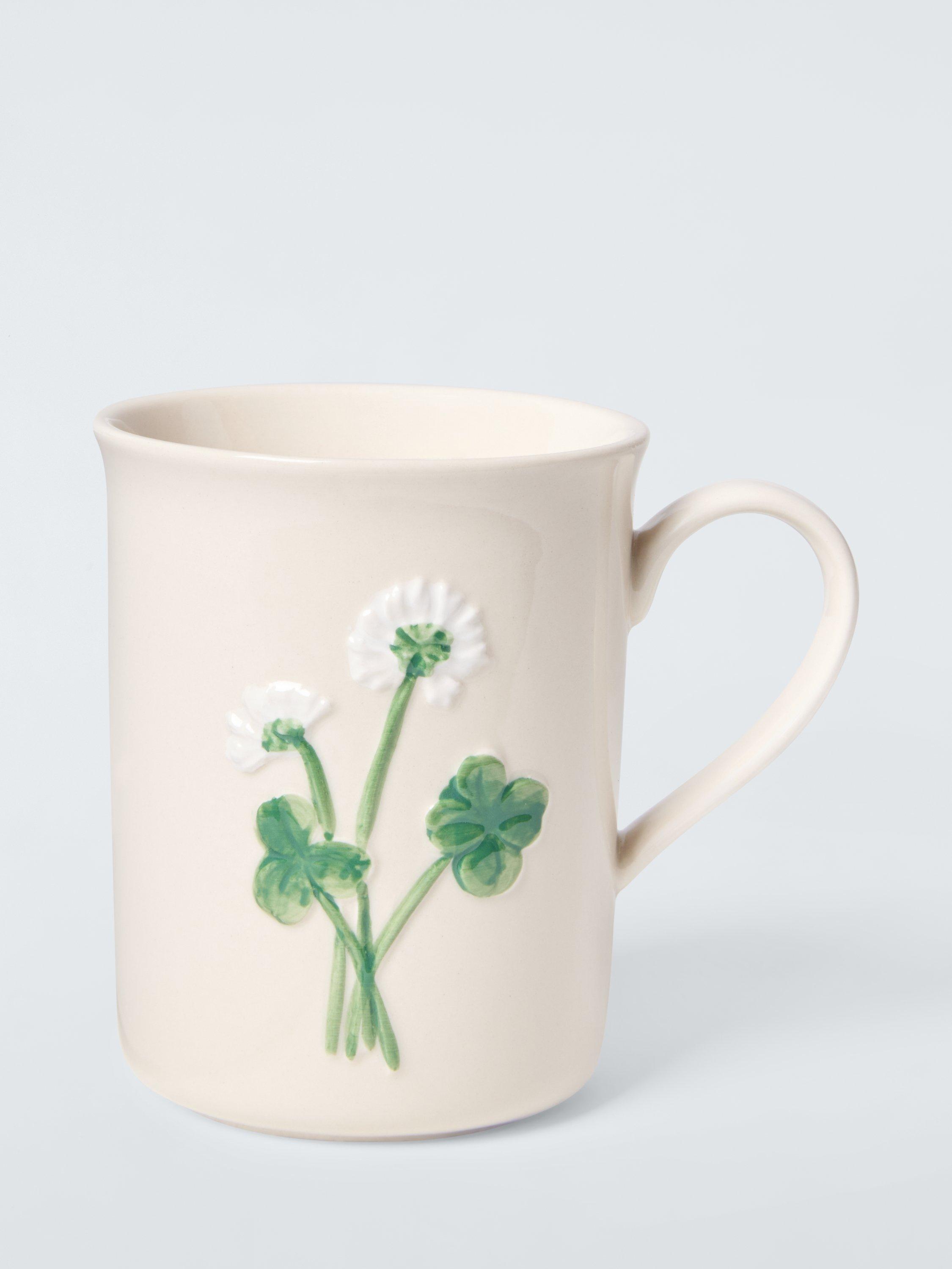 John Lewis Embossed Four Leaf Clover Stoneware Mug, 320ml