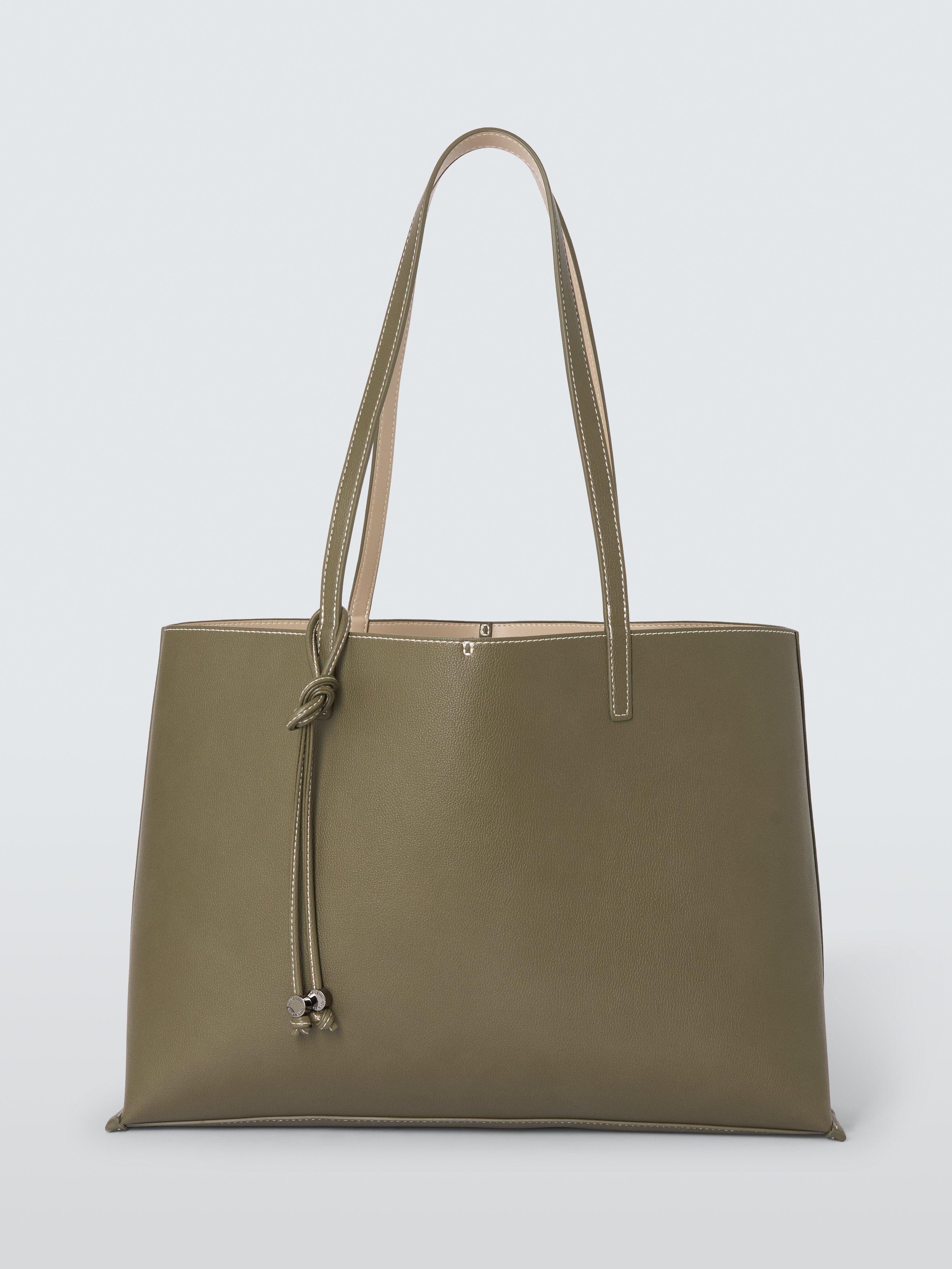 Product image 1 of 7, which shows John Lewis Reversible Open Top Tote Bag, Khaki/Mushroom