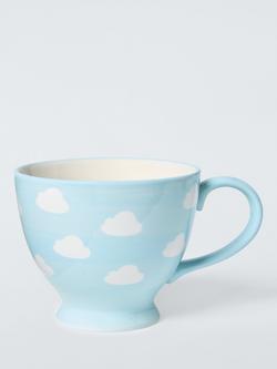 John Lewis Footed Hand Painted Stoneware Teacup, 400ml, Blue Sky, 