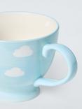 John Lewis Footed Hand Painted Stoneware Teacup, 400ml, Blue Sky