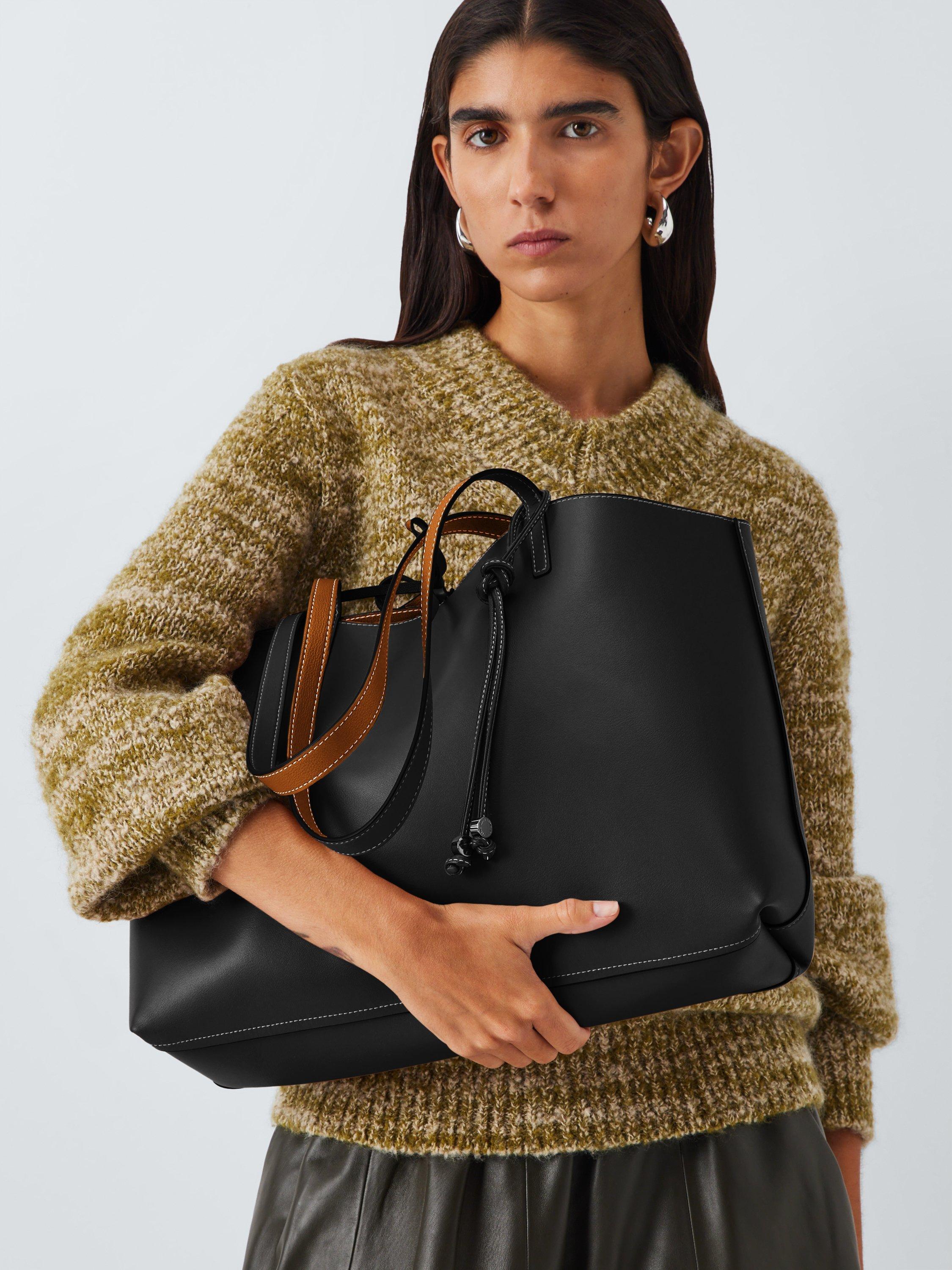 Product image 2 of 6, which shows John Lewis East West Reversible Tote Bag, Black/Tan