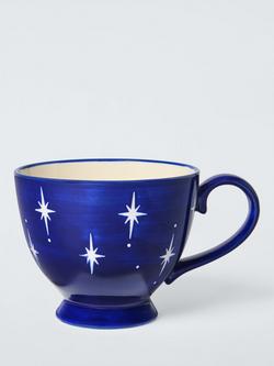 John Lewis Footed Hand Painted Stoneware Teacup, 400ml, Night Sky, 