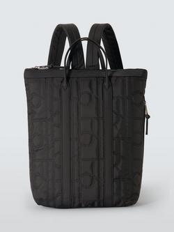 John Lewis Quilted Logo Backpack, Black, Black