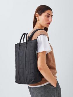 John Lewis Quilted Logo Backpack, Black - view 2, Black