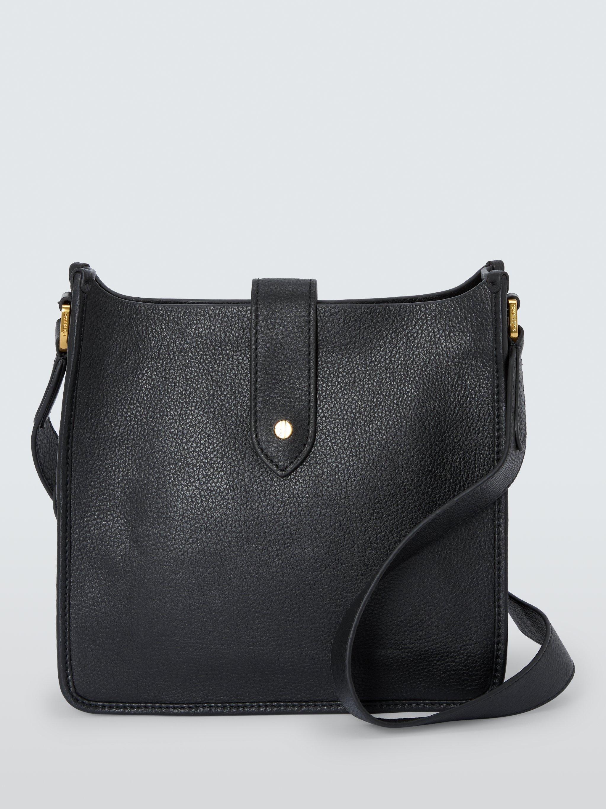 Product image 1 of 6, which shows John Lewis Leather Minimal Crossbody Bag, Black