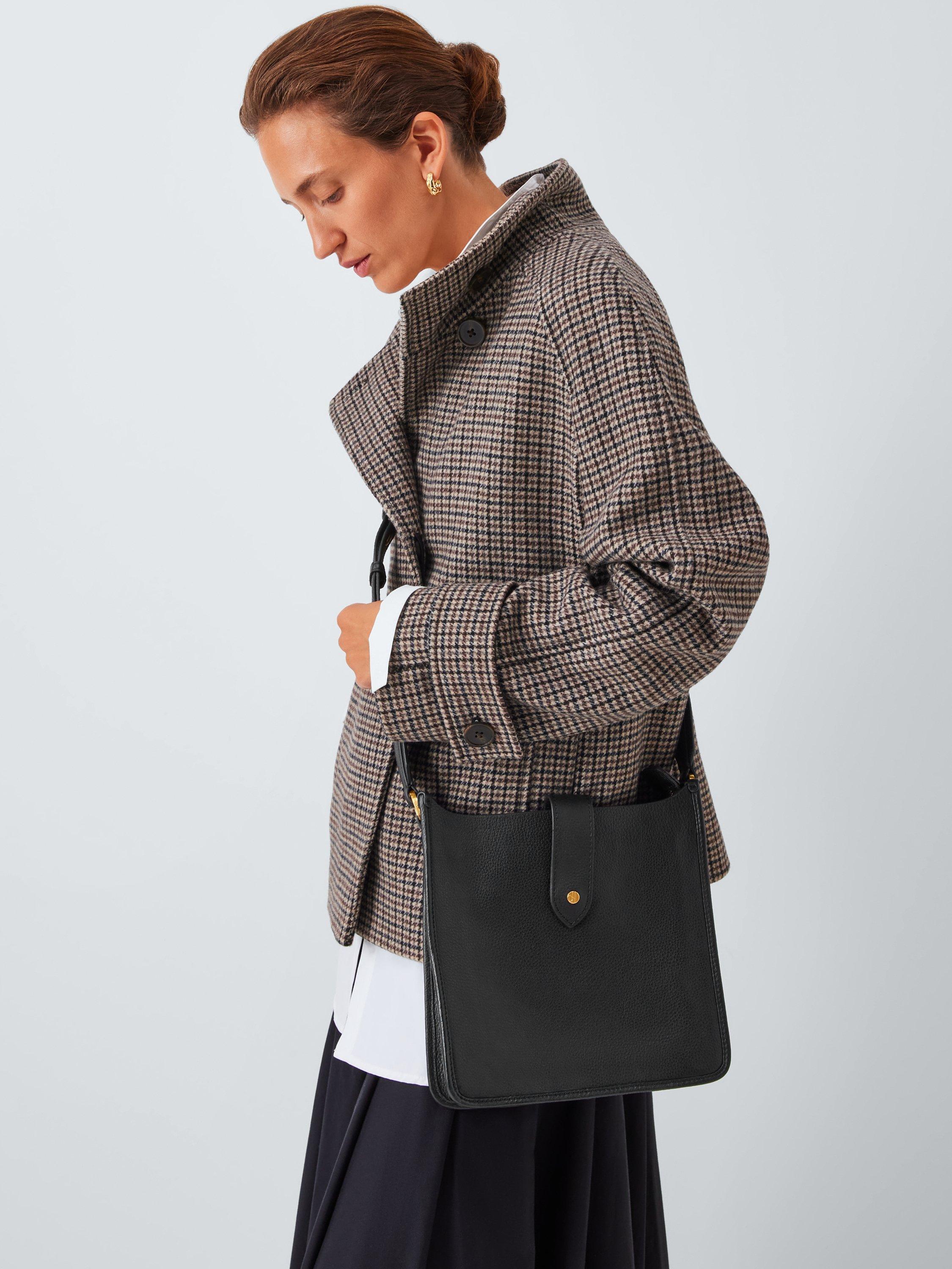 Product image 2 of 6, which shows John Lewis Leather Minimal Crossbody Bag, Black