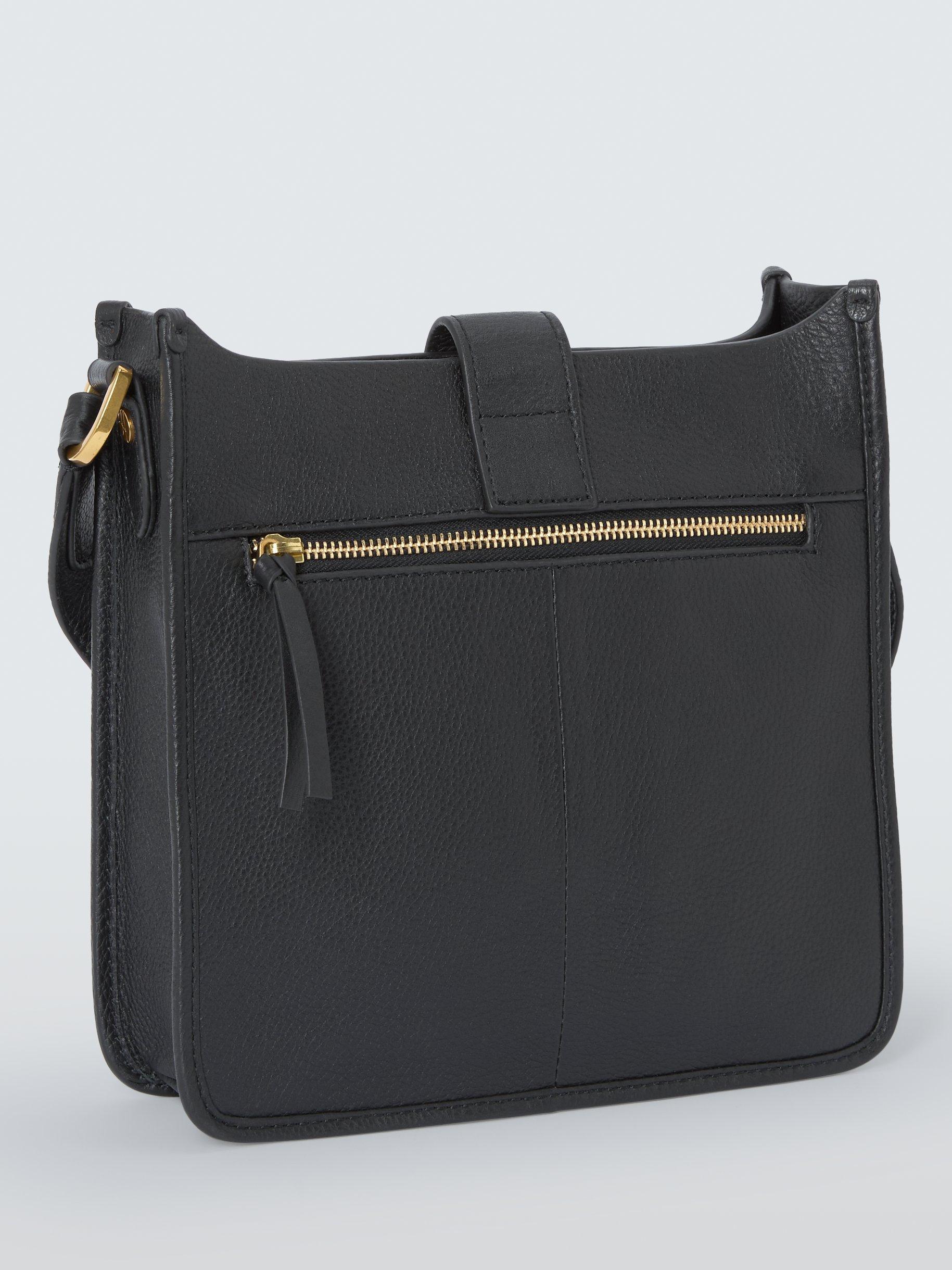 Product image 3 of 6, which shows John Lewis Leather Minimal Crossbody Bag, Black