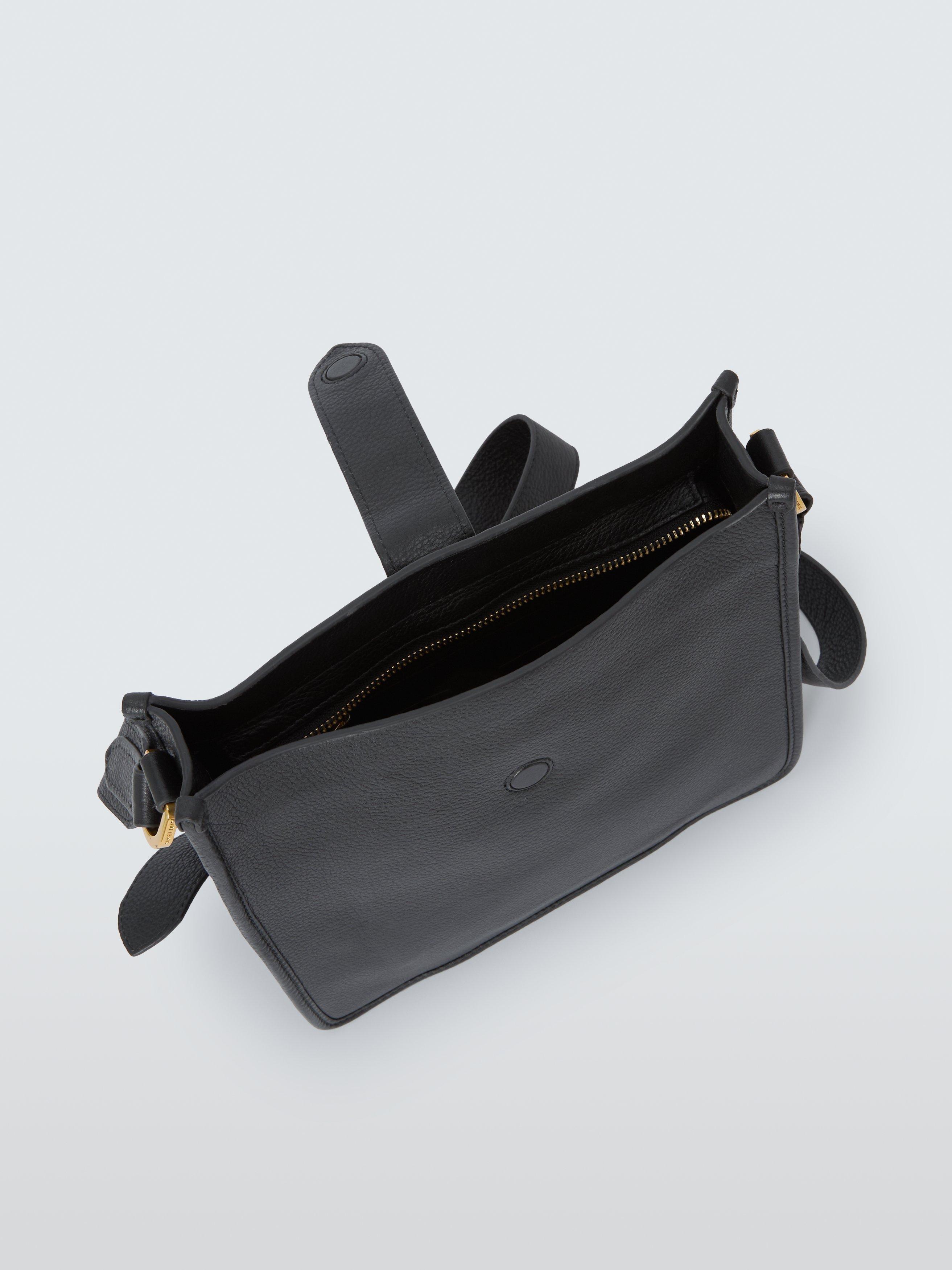 Product image 4 of 6, which shows John Lewis Leather Minimal Crossbody Bag, Black