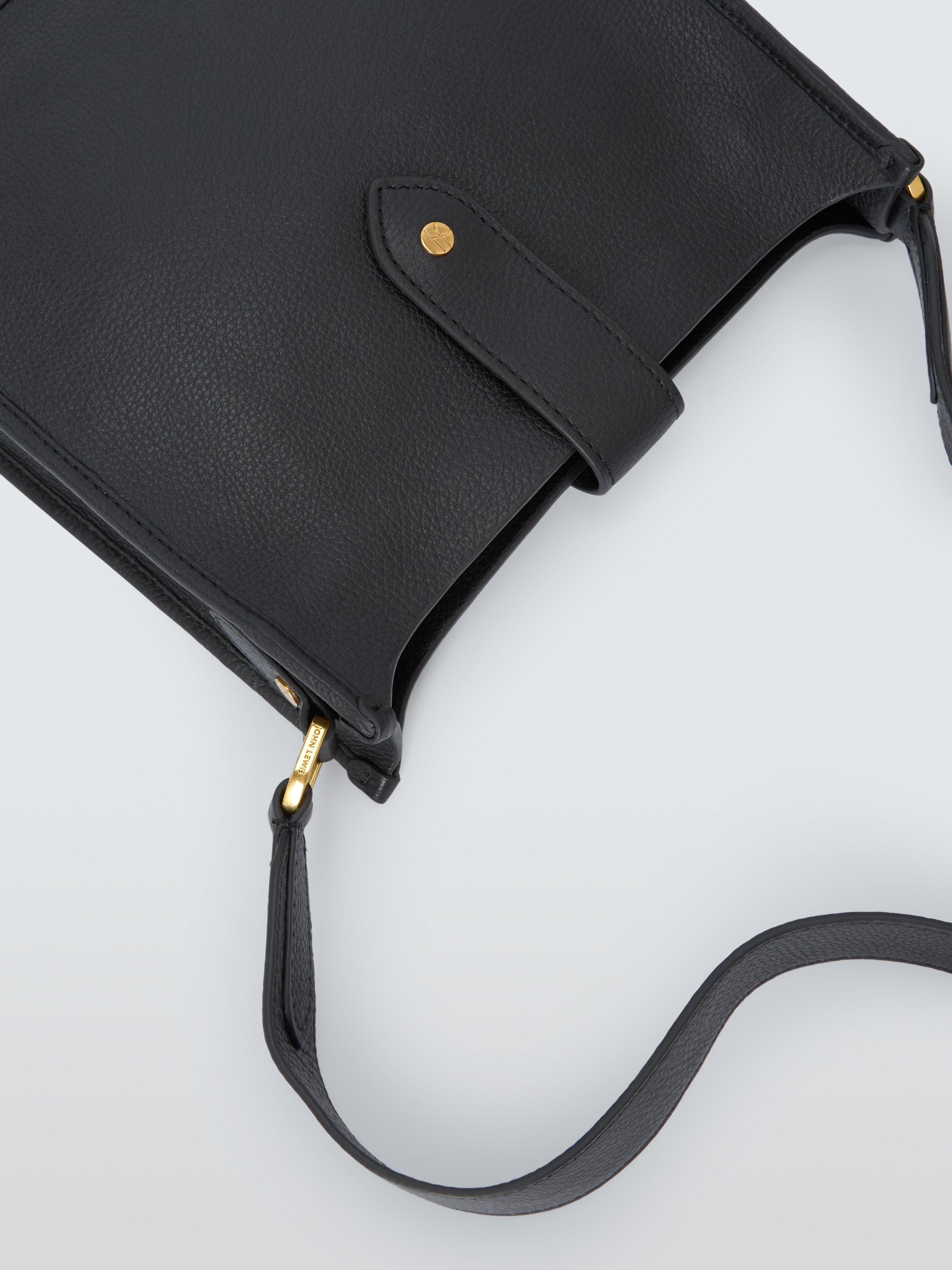 Product image 5 of 6, which shows John Lewis Leather Minimal Crossbody Bag, Black
