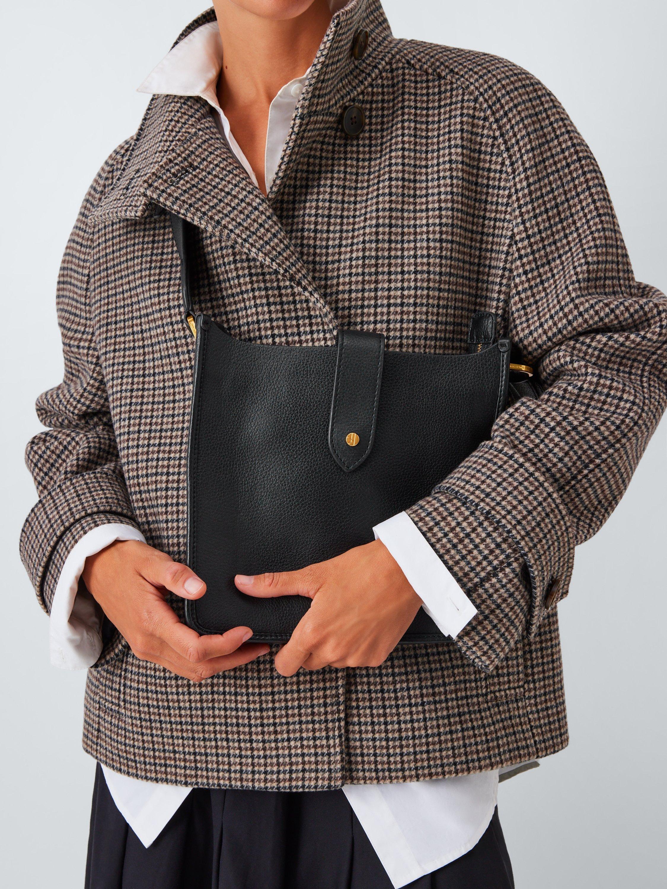 Product image 6 of 6, which shows John Lewis Leather Minimal Crossbody Bag, Black