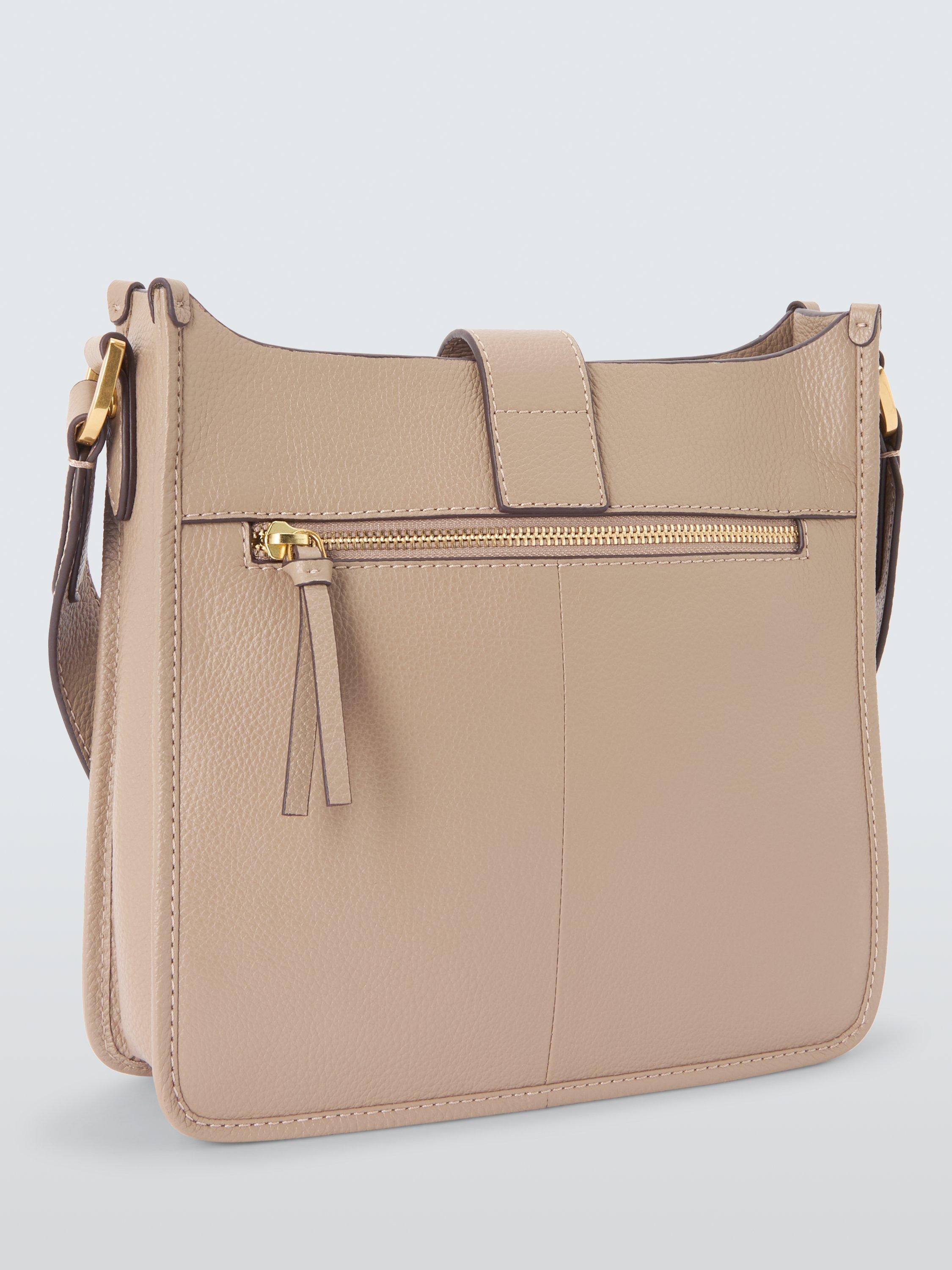 Product image 3 of 6, which shows John Lewis Leather Minimal Crossbody Bag, Mushroom