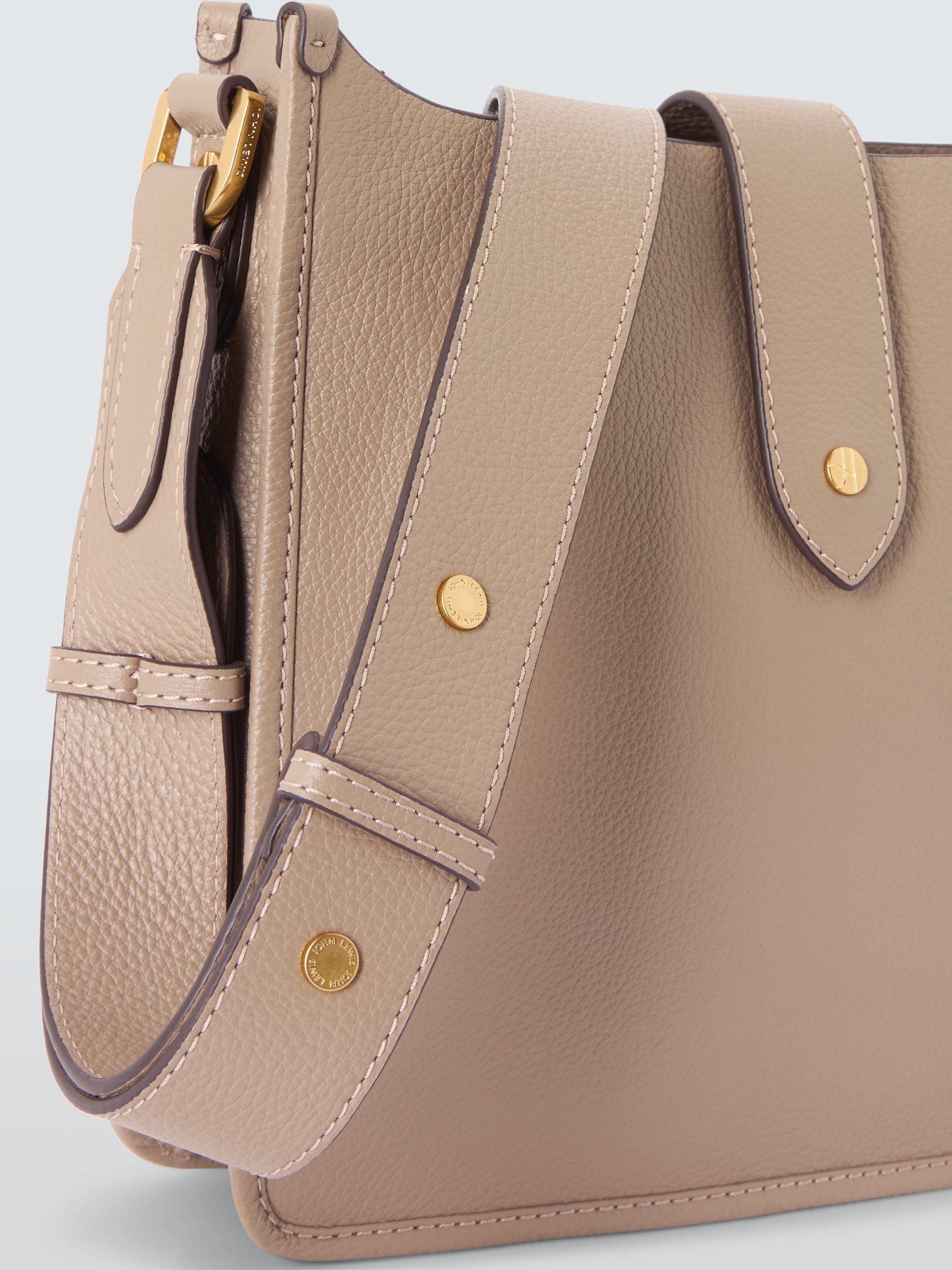 Product image 5 of 6, which shows John Lewis Leather Minimal Crossbody Bag, Mushroom