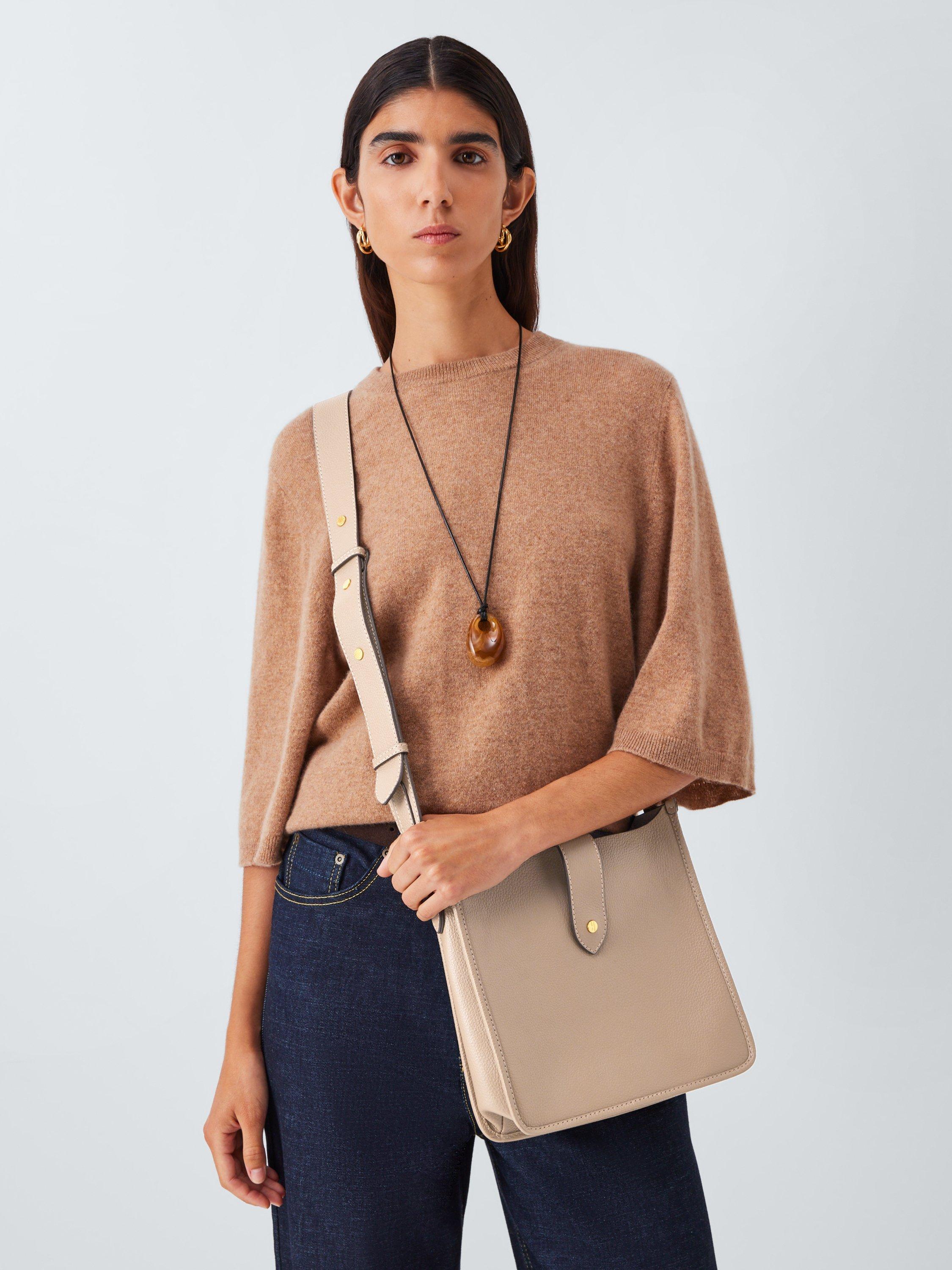 Product image 6 of 6, which shows John Lewis Leather Minimal Crossbody Bag, Mushroom