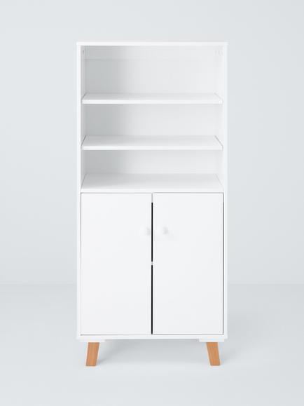 John Lewis Aran Tall Storage Unit, FSC-Certified (Pine Wood, Beech Wood & MDF) White - view 2, White/Natural