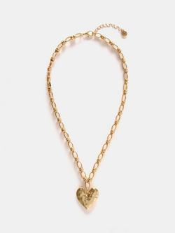 Mint Velvet Hammered Heart Pendant Necklace, Gold