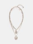 Mint Velvet Layered Pendant Necklace, Silver
