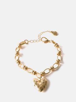 Mint Velvet Heart Charm Bracelet, Gold