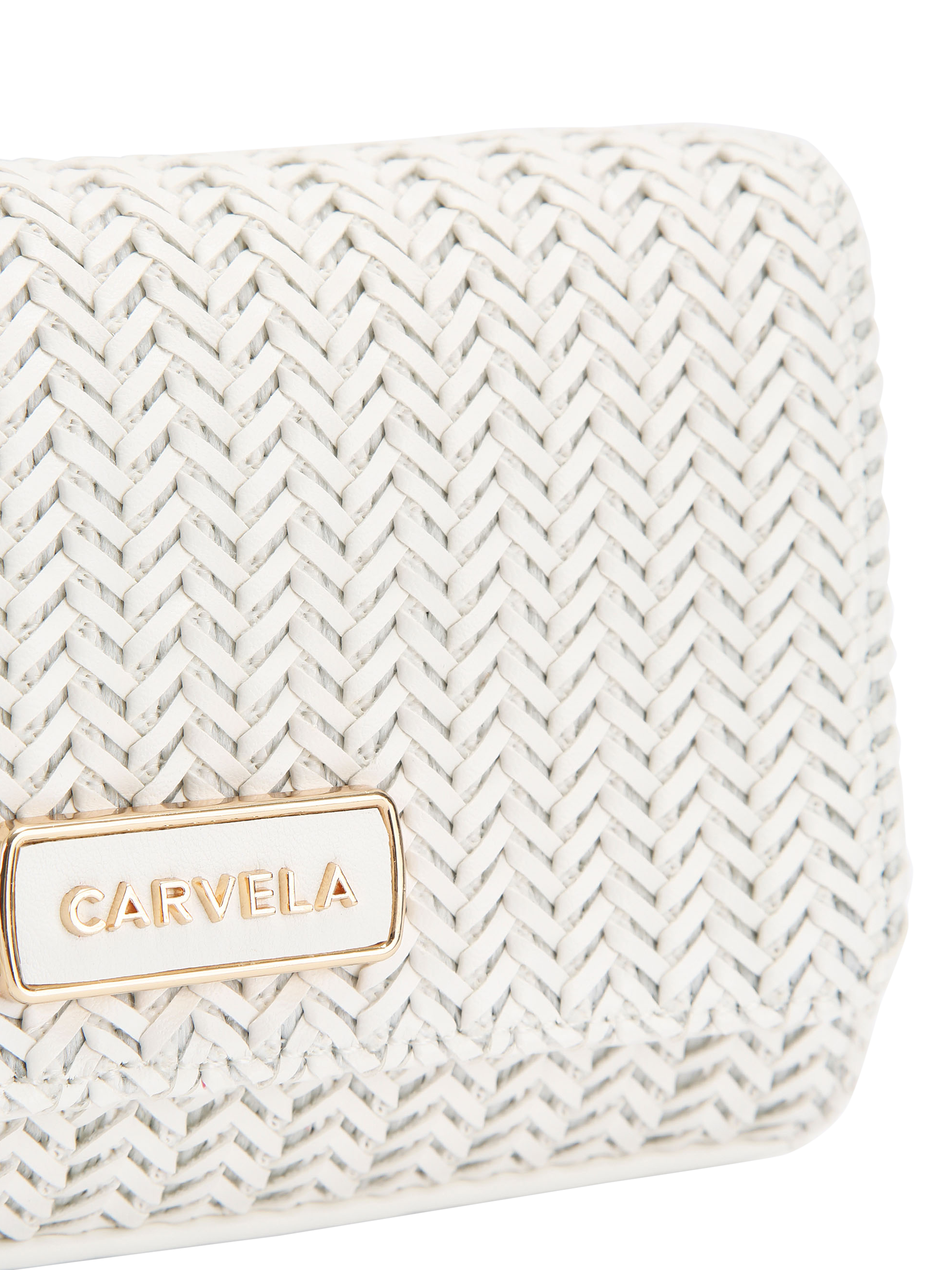 Product image 4 of 4, which shows Carvela Sardinia Weave Clutch Bag, White
