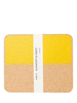 LIGA Beach Organic Cork Placemat, Set of 4, Yellow Cork, Yellow Cork