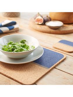 LIGA Ocean Organic Cork Placemat, Set of 4, Blue Cork - view 2, Blue Cork