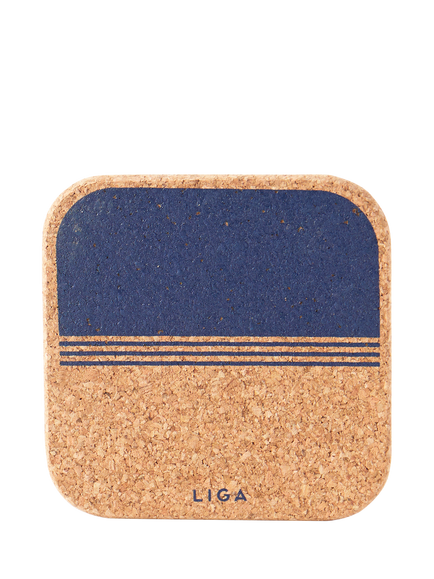 LIGA Ocean Organic Cork Coaster, Set of 4, Blue Cork, Blue Cork