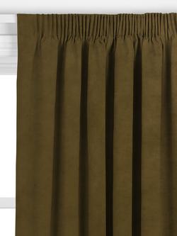John Lewis Knitted Velvet Made to Measure Curtains or Roman Blind, Dark Olive - view 2, Dark Olive