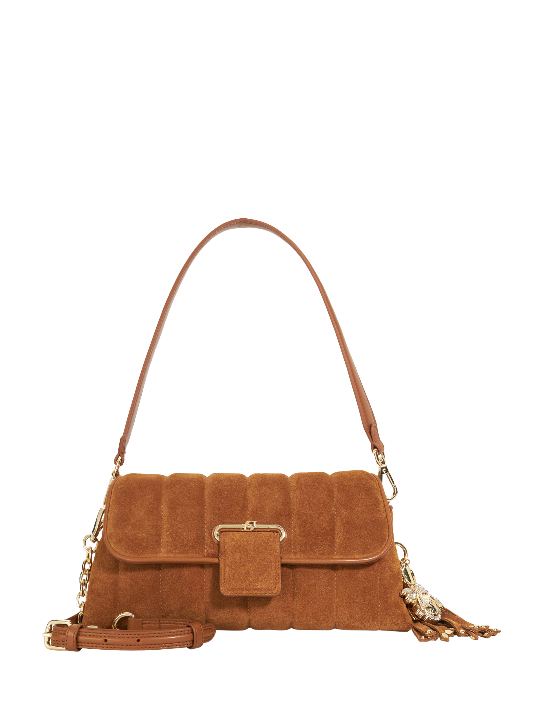 Dune London Chelsea Suede Shoulder Bag, Tan