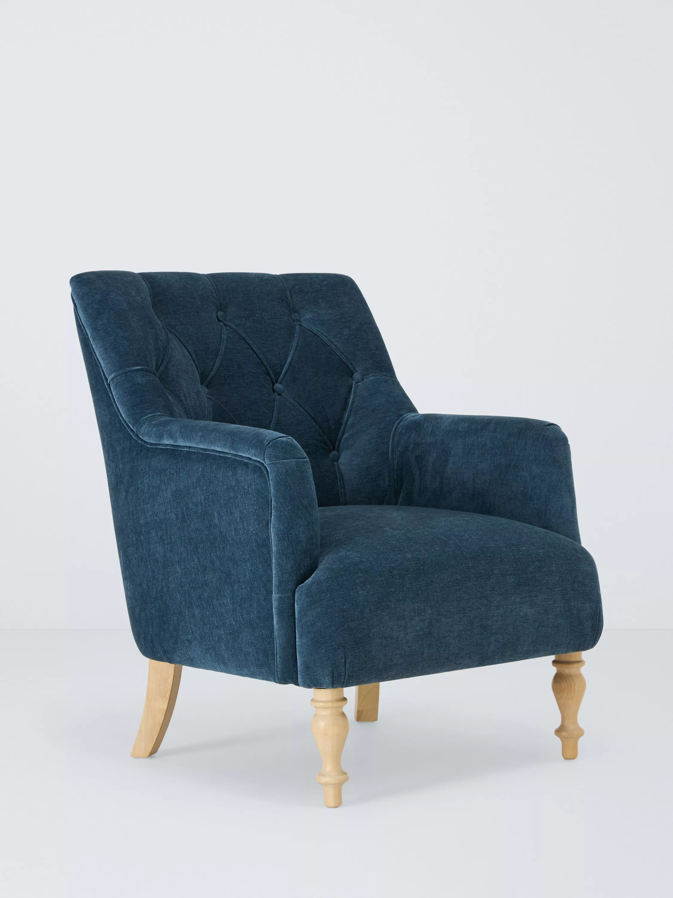 Johh Lewis Classic Button Armchair, Light Leg, Navy