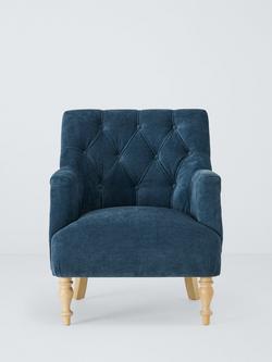 Johh Lewis Classic Button Armchair, Light Leg, Navy - view 2, Navy