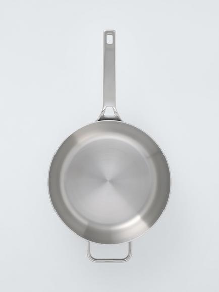 John Lewis 5-Ply Thermacore Stainless Steel Uncoated Chef Pan with Lid & Helper Handle, 26cm - view 2, Stainless Steel