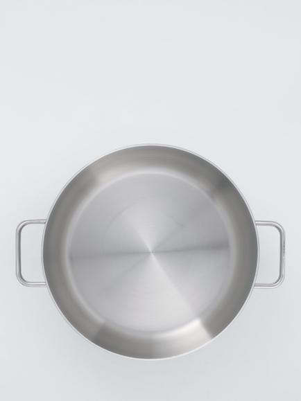 John Lewis 5-Ply Thermacore Stainless Steel Uncoated Chef's Pan & Lid, 30cm - view 2, Stainless Steel