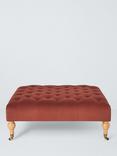John Lewis Classic Square Footstool, Rust Velvet