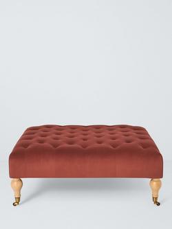John Lewis Classic Square Footstool, Rust Velvet, Rust Velvet
