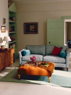 John Lewis Classic Square Footstool, Rust Velvet - view 2, Rust Velvet