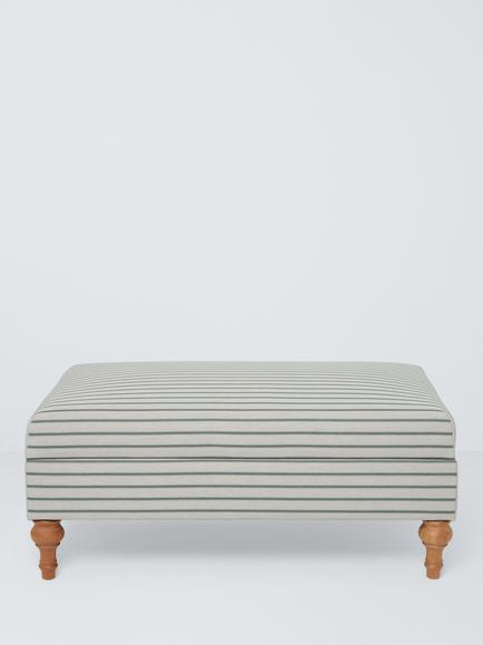 John Lewis Classic Storage Footstool, Green Stripe, Green Stripe