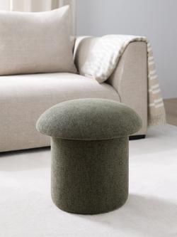 John Lewis Mushroom Footstool - view 2, Green Chenille