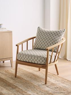 John Lewis Frome Armchair, Vintage Ash Leg, Bala Check Avocado - view 2, Bala Check Avocado
