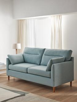 John Lewis Munro High Back Medium 2 Seater Sofa, Light Leg, Textured Linen Duck Egg - view 2, Textured Linen Duck Egg