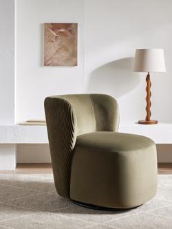 John Lewis Harp Armchair, Green Velvet - view 2, Green Velvet