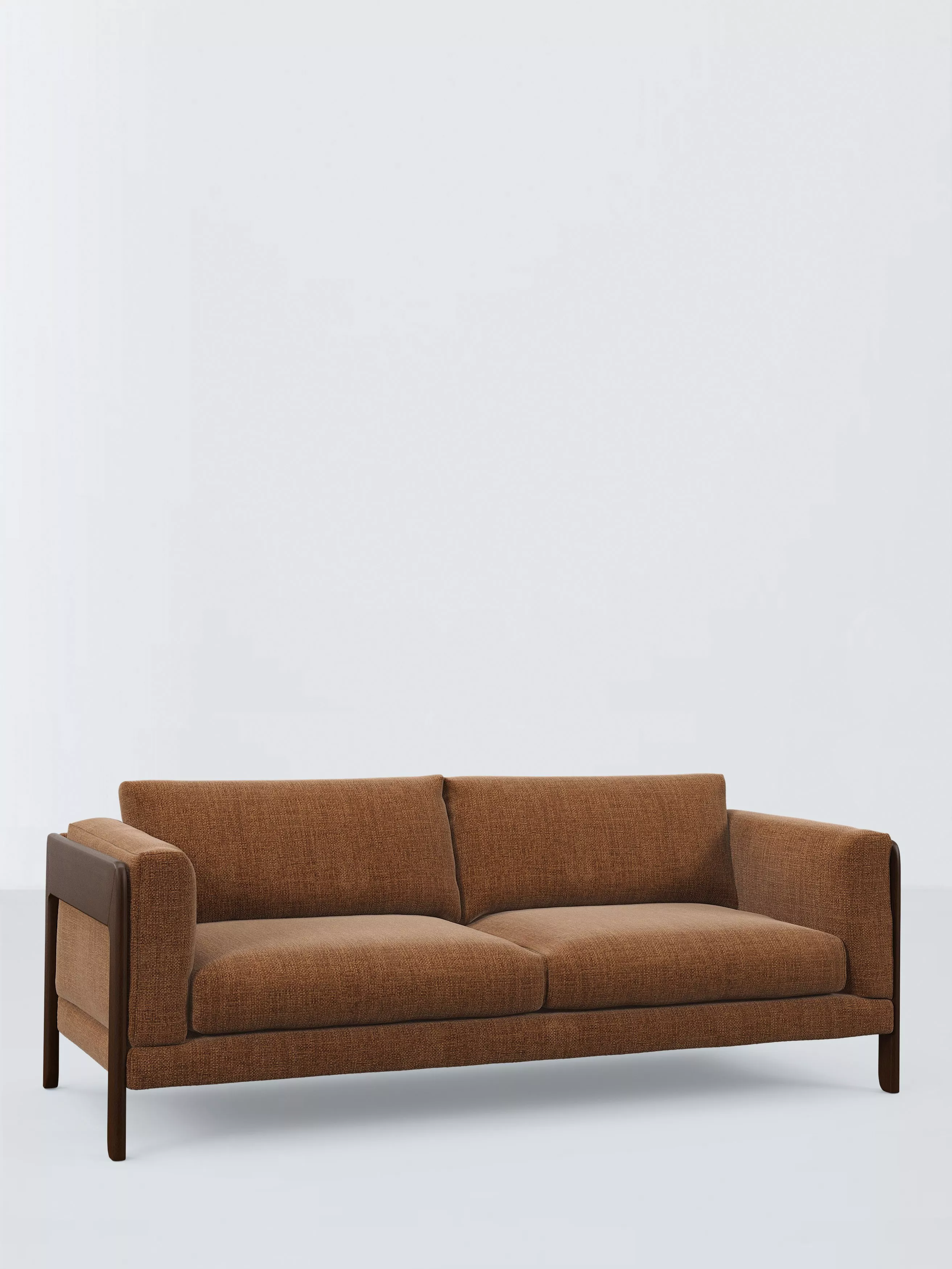 John Lewis Nest Large 3 Seater Sofa, Dark Leg, Easy Clean Basketweave Chenille Nutmeg