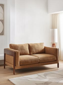 John Lewis Nest Medium 2 Seater Sofa, Dark Leg, Easy Clean Basketweave Chenille Nutmeg - view 2, Easy Clean Basketweave Chenille Nutmeg