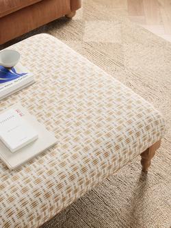 John Lewis Willowmere Footstool, Light Leg, Bala Check Ochre - view 2, Bala Check Ochre
