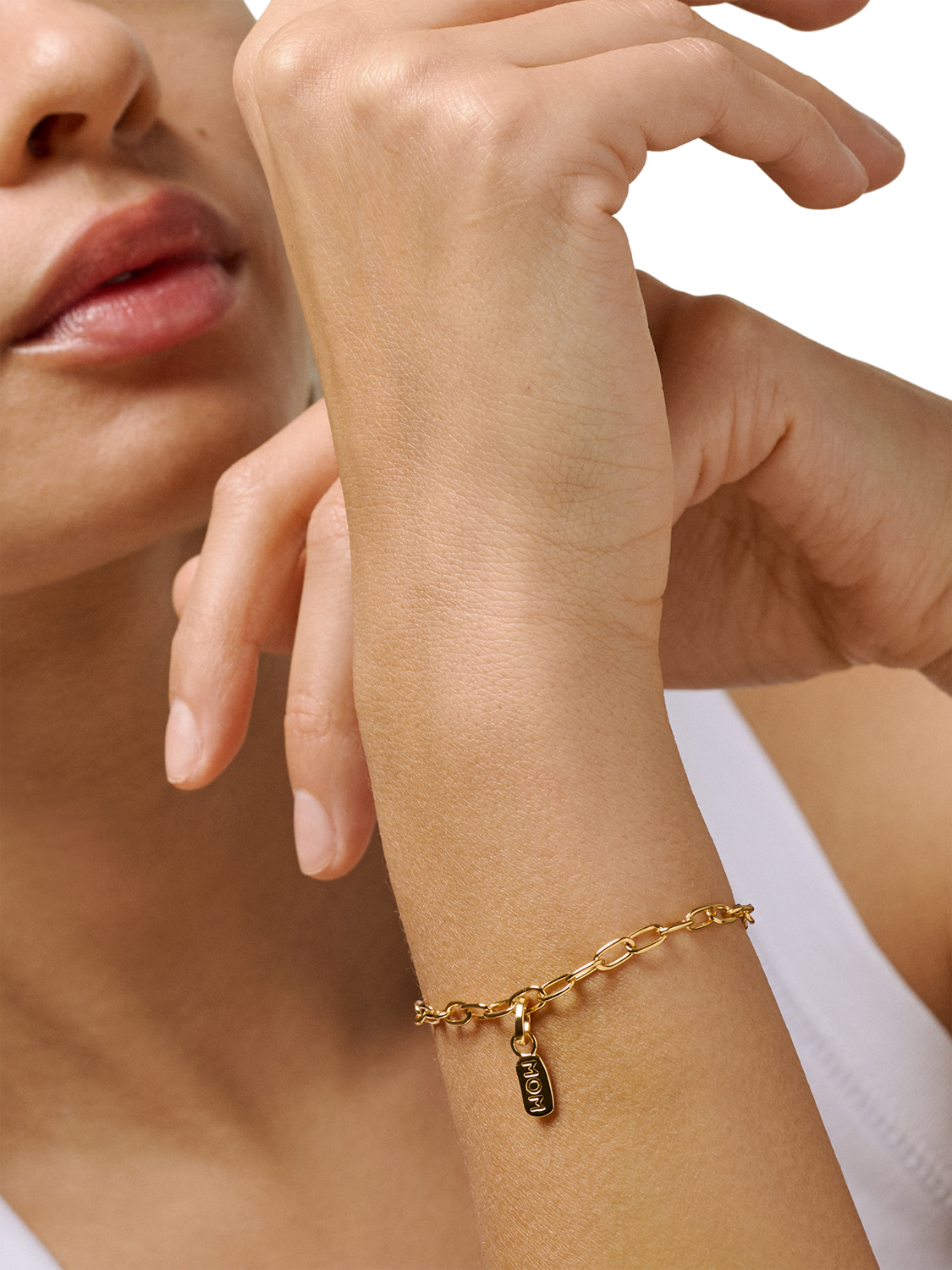 Product image 2 of 5, which shows ENAMEL Copenhagen Mom Tag Charm, Gold