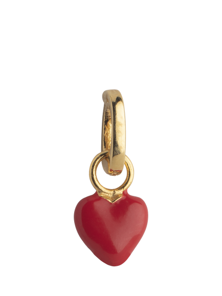 ENAMEL Copenhagen Amore Enamel Heart Charm, Red/Gold, Yellow Gold